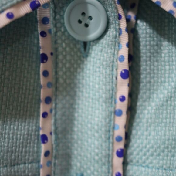 Révue Vintage Structured Blue & White Blazer Tweed Piping Polka Dot LG - Picture 3 of 10